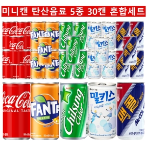 코카콜라 탄산음료 190ml 각6개 코카콜라 + 환타 오렌지향 +  칠성사이다 + 밀키스 + 맥콜