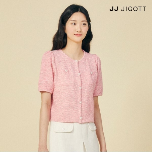 JJ지고트 펄 장식 버튼 크롭 가디건 GP4P1CD401_이미지
