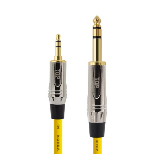 탑라인에이치디 HDTOP 3.5mm to 5.5mm 스테레오 메탈옐로우 케이블 (1.5m, HT-TP4708)_이미지