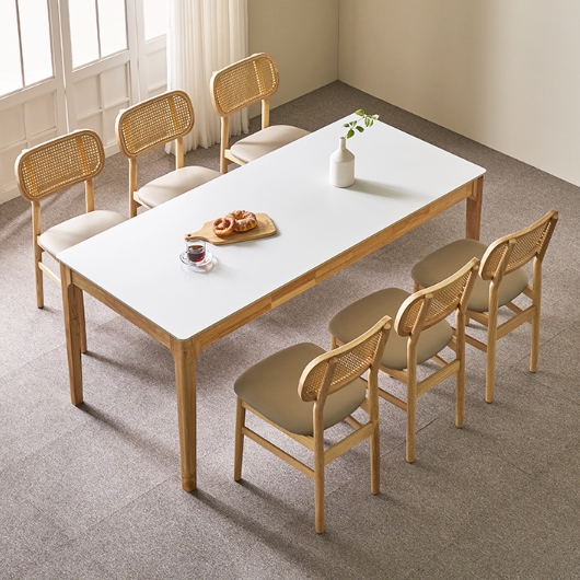 동서가구 조이 모던M 세이프티 세라믹 원목 식탁 1800 (의자6개)