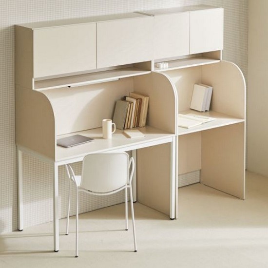 토모 집중력 철제형 독서실 책상+상부수납장