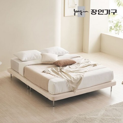 장인가구 도우 부클레 무헤드 다릿발 침대 K (본넬스프링)_이미지