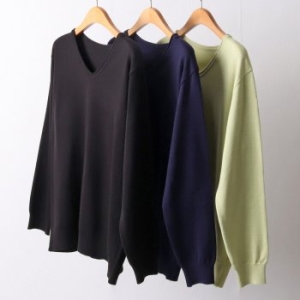 나야홍 빅사이즈티 I251L510 브이넥얇은니트긴팔티 EB_이미지