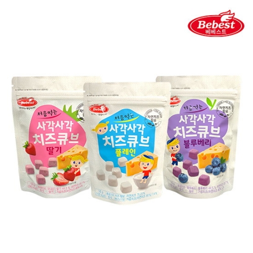 처음먹는 사가사각 치즈큐브 3종 4개 플레인 블루베리 딸기