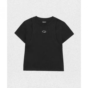 오드스튜디오 ODDSTUDIO 오드 시그니처 컷오프 슬림 티셔츠 BLACK OO4MFRT102BK 1336403_이미지