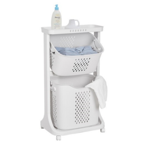 네이쳐리빙 모던 트롤리 스윙 2단 빨래바구니