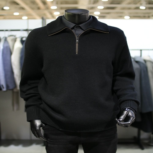 바쏘옴므 블렌드 반집업 터틀 와플 캐시미어 울 니트 스웨터 30WS4WN54A30_이미지