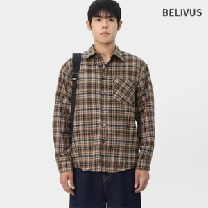 빌리버스 남자 데일리 셔츠 가을 환절기 체크 오버핏 남방 BOP172_이미지