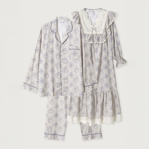 바풀 LL5052-52 커플잠옷 면모달 원피스 잠옷 파자마 신혼부부 홈드레스_이미지