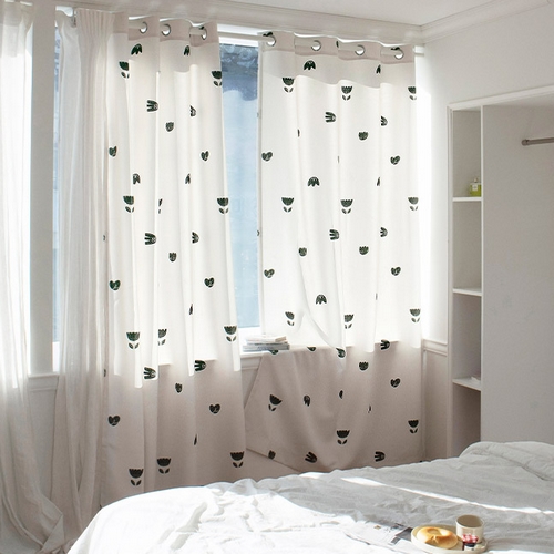 까르데코 모던플라워 긴창 암막커튼