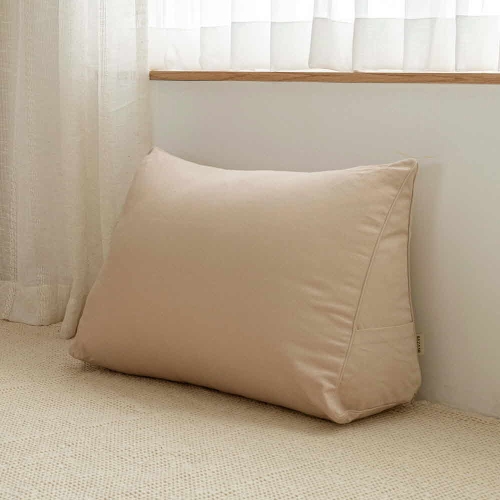 등편한 캔버스면 삼각 등받이 쿠션 70 x 25 x 45 cm 베이지