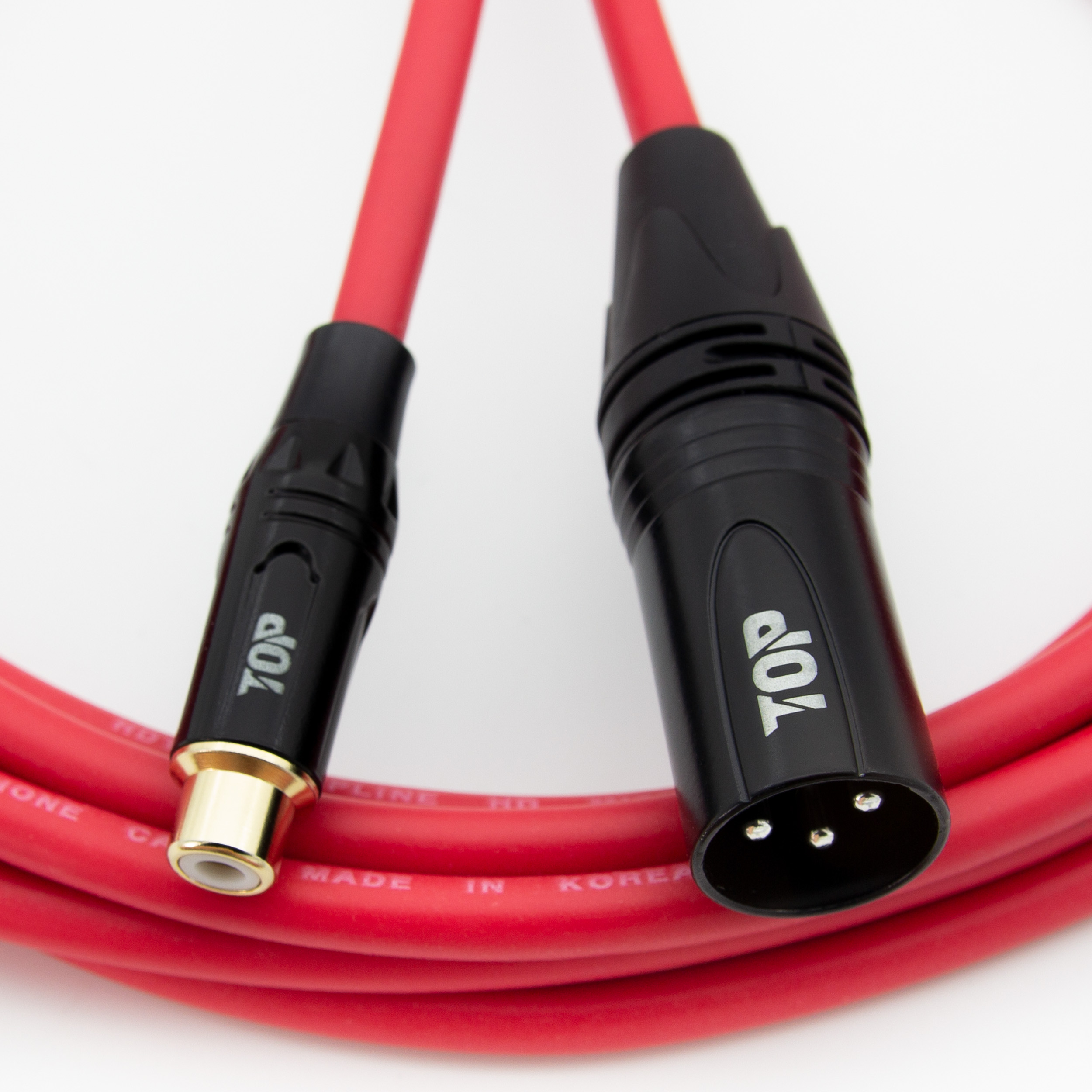 탑라인에이치디 HDTOP RCA 암 to XLR 수 케이블 블랙레드 (15m, HT-TP5943)_이미지