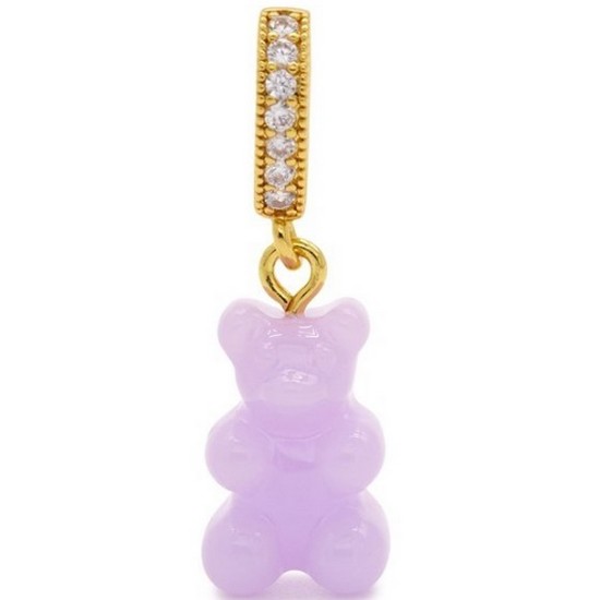 Nostalgia Bear Classic Connector Gold Pave Pendant (Lavender)