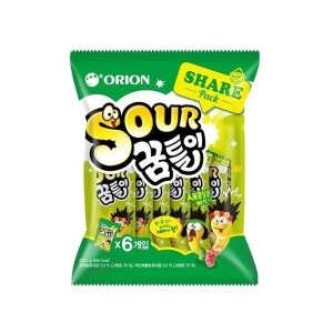 오리온 사워꿈틀이 6입 대용량 지렁이젤리 왕꿈틀이 간식 후식_이미지