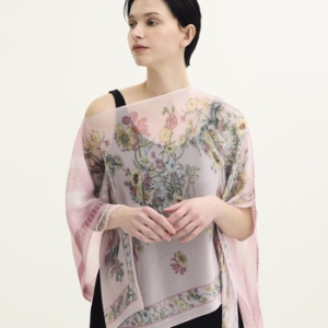  닥스 핑크 체크 플라워 로브 케이프 스카프 DCSC5E786P2