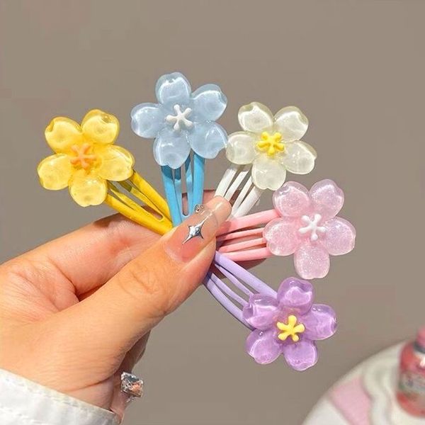 알록달록 플라워 헤어핀 꽃모양 똑딱이 머리핀 WFHN8LD