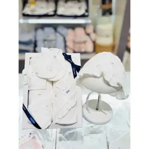 압소바 임신출산선물 리본코튼모달배냇저고리+속싸개+신생모+손싸개4종세트2A2D101_이미지