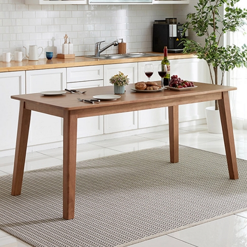 엠하우스 메르헨 원목 식탁 1600 (가죽팔걸이의자3개+벤치1개)_이미지