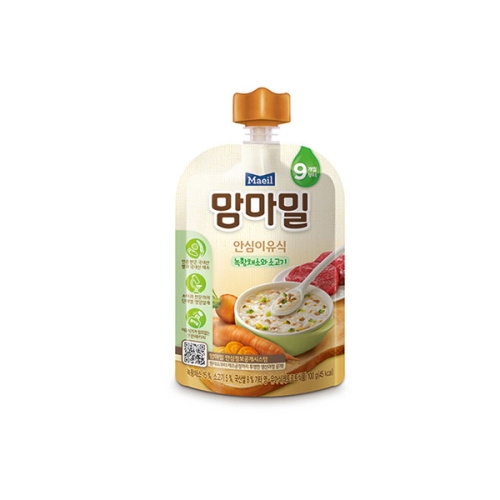 매일유업 맘마밀 안심이유식 녹황채소와 소고기 100g (1개)_이미지