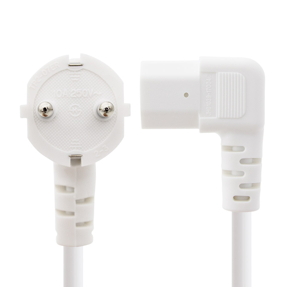 AC코드 ㄱ자 우측 꺽임 화이트 파워케이블