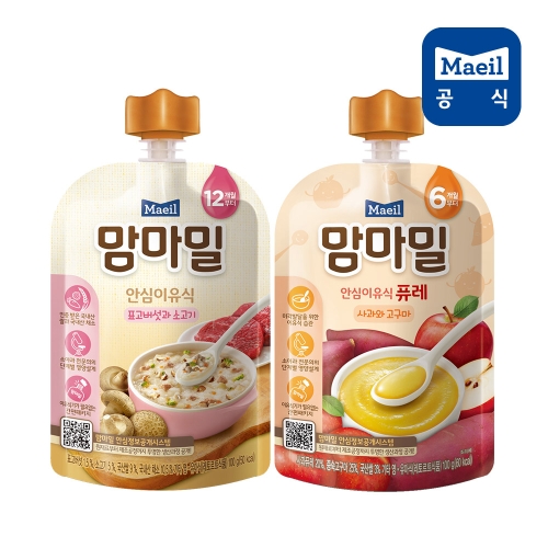 매일유업 맘마밀 표고버섯소고기 100g + 사과와고구마 100g 각 10팩_이미지