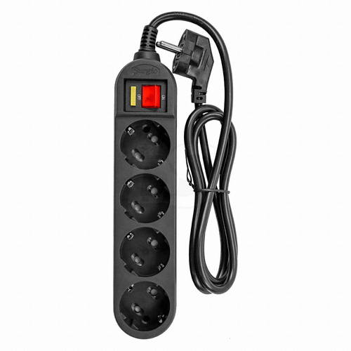 대현써지오 4구 10A 메인스위치 멀티탭 블랙 (3m)_이미지