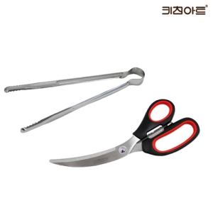 키친아트 집게 가위 금상첨화 스텐레스 악어 집게 대 + 고기 가위_이미지
