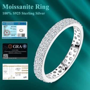 스털링 모이사나이트 반지 랩 다이아 몬드 총 0.596CT 전체 925 실버 스파클링 클래식 밴드 웨딩 보석 선_이미지