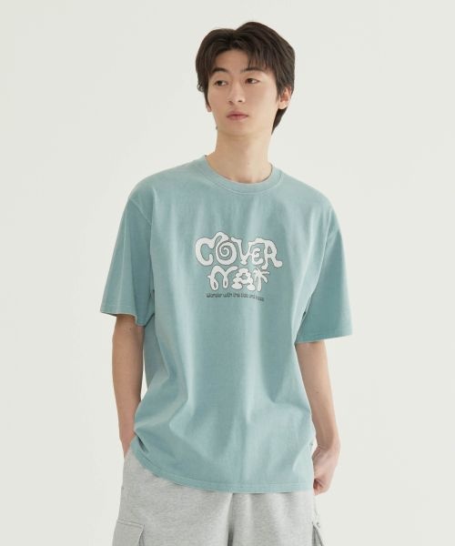 커버낫 COVERNAT 레트로 로고 그래픽 다잉 티셔츠 라이트 블루 CO2602ST44LB_이미지