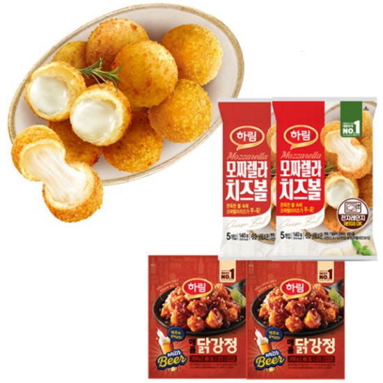 하림 모짜렐라 치즈볼 140g+매콤 닭강정 250g (2개)_이미지