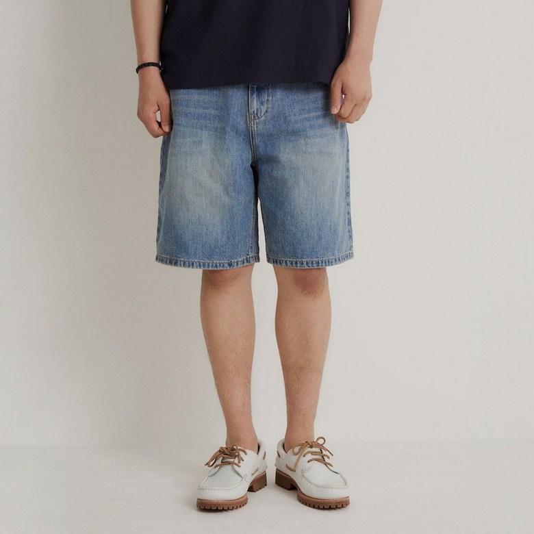 남성 워싱 데님 하프 팬츠 스카이 블루 BC6525C81Q