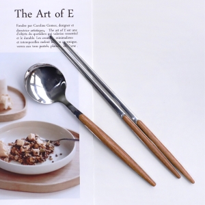 로렌스 실버 우드 커트러리 한식 수저세트 4인 세트 8p