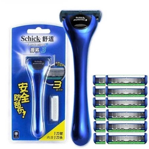 쉬크 프로텍터3 + 면도날 (해외구매, 면도기1개+날12개)_이미지