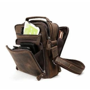 Black 천연 가죽 소형 메신저 백 남성용 빈티지 숄더 크로스바디 직장 비즈니스 여행용 103868