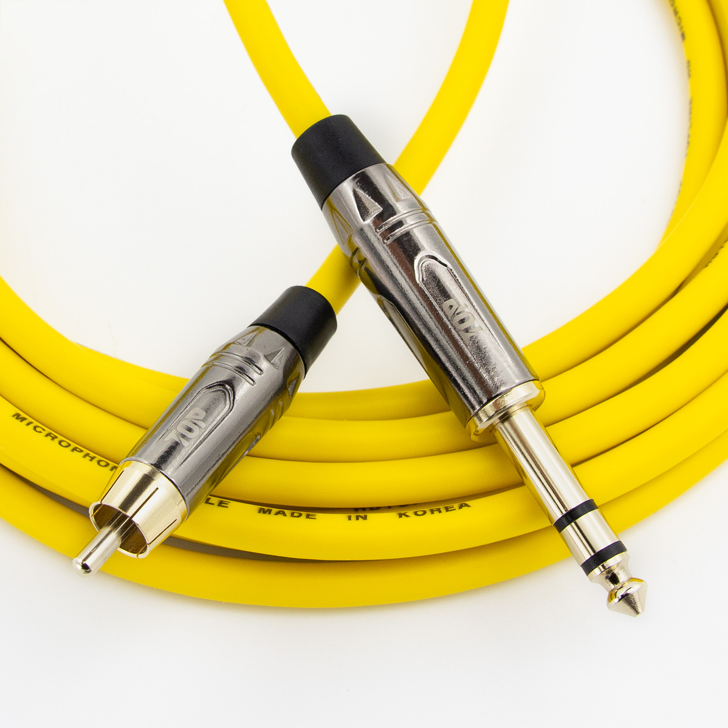 탑라인에이치디 HDTOP 메탈 RCA to 5.5 스테레오 케이블 옐로우 (15m, HT-TP5119)_이미지