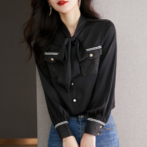 루나걸 쿠어 리본 블라우스 L24SPBL010215 블랙 XL_이미지