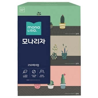 모나리자 미용<b>티슈</b> 250매 (6입)