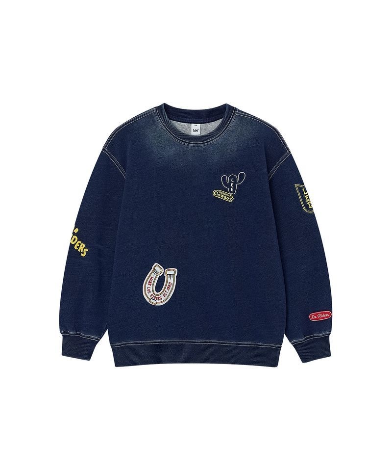 LEE 21일 KIDS 자수 패치 스웻셔츠 인디고 LK2603CR16IN 541085_이미지