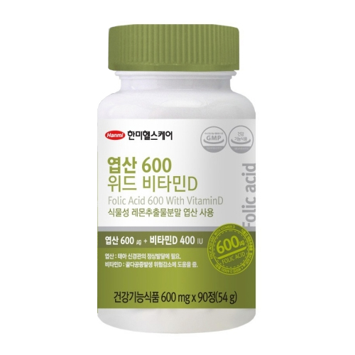한미헬스케어 엽산 600 위드 비타민D 90정 (4개)_이미지