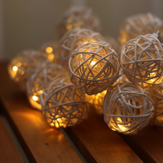 조광램프 라루즈 LED 라탄볼 20구 줄조명 5M