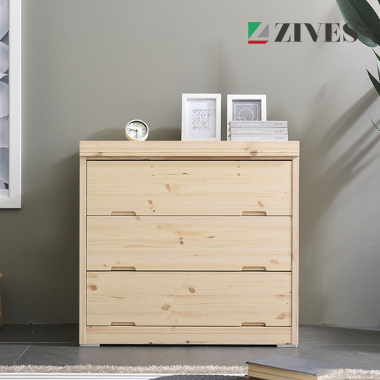 지베스 로우 레드파인 원목 3단 서랍장 800