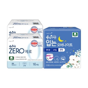 순수한면 제로 중형 16개 2팩 + 입는 오버나이트 팬티형 중대형 4개 1팩