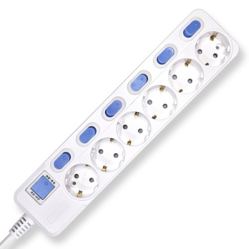 멀티탭코리아 탭스온 6구 16A 메인 개별 스위치 과부하차단 멀티탭 (1.5m)