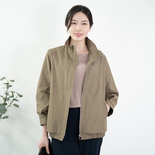 모슬린 엄마옷 면 셔링 숏 점퍼 JP613641 중년여성/50대/60대/70대/빅사이즈/할머니옷_이미지