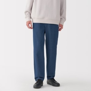 MUJI 남성 워싱 데님 인디고 스트레이트 핏 이지 팬츠 네이비 84660726_이미지