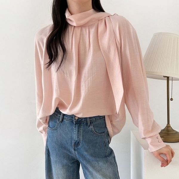 샵앤 여성 드레이프 타이 하객룩 쉬폰 블라우스 NYS-WBL-51