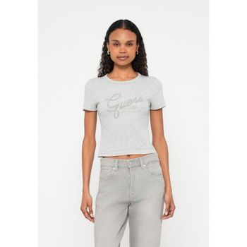 게스 추측 STUDS 스크립트 티 프린트 티셔츠 연한 멜란지 그레이 7494990_이미지