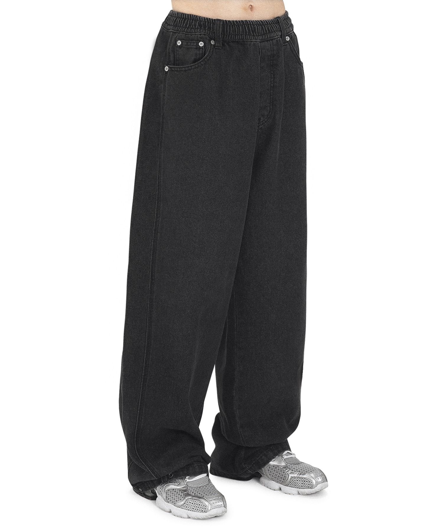 오와이 WASHED SNAP DENIM PANTS BLACK 데님 팬츠 OYBDF1BO011BK