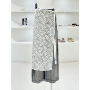 대현 듀엘 여성 레이스 레이어드 랩 스커트 L253PSD006_이미지