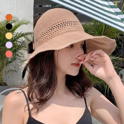 르랑 리본 뜨개 썬캡 B 모자 여성 선캡 썬햇 창 넓은 선캡 돌돌이 여름 챙 WHS03 S16715703